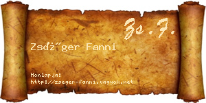 Zséger Fanni névjegykártya